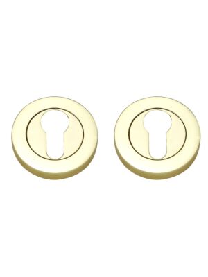 Matching Round Euro Escutcheon (Pairs) - Polished Brass