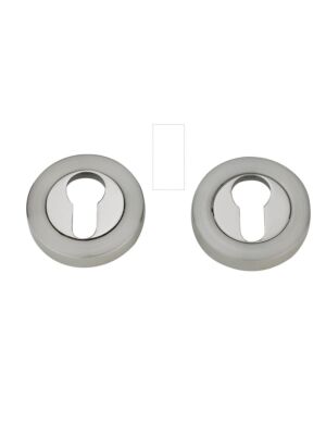 Matching Round Euro Escutcheon (Pairs) - Satin Nickel / Polished Nickel