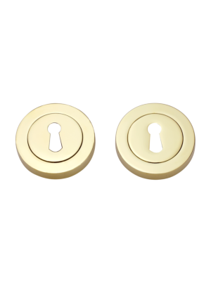 Matching Round Key Hole Escutcheon (Pairs) - Polished Brass