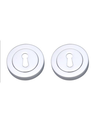 Matching Round Key Hole Escutcheon (Pairs) - Polished Chrome