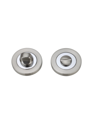 Matching Bathroom Round Thumb Turn - Satin Nickel / Polished Chrome