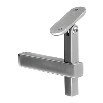 Square Adjustable Handrail Bracket - Flat Fix to Flat Mount - Grade 304