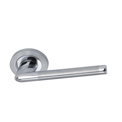 Fleur Door Lever Handle (Set) - Satin / Polished Chrome