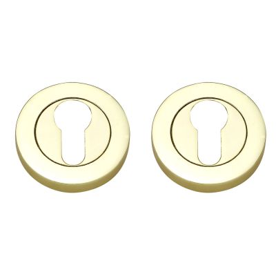 Matching Round Euro Escutcheon (Pairs) - Polished Brass