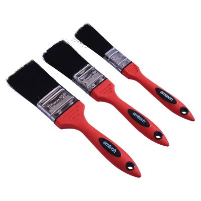 3pc No Bristle Loss Paint Brush Set - Soft Handle