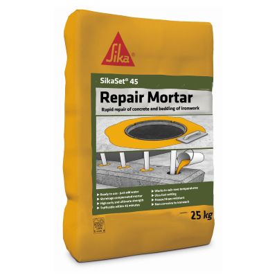 SikaSet 45 Rapid Concrete Repair & Ironwork Bedding Mortar - Grey (25kg) | D9323