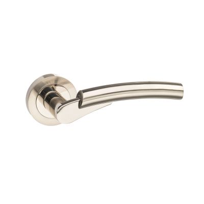 Mediterranean Messina Satin/Polished Nickel Lever on Round Rose (Pair) | T2011