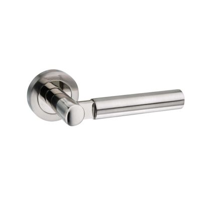 Mediterranean Palermo Satin/Polished Nickel Lever on Round Rose (Pair) | T2014