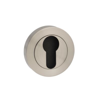 Mediterranean Satin Nickel Euro Escutcheon on Round Rose (Pair) | T2026