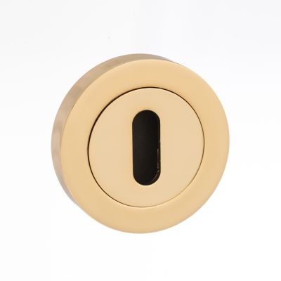 Mediterranean Polished Brass Key Escutcheon on Round Rose (Pair) | T2031