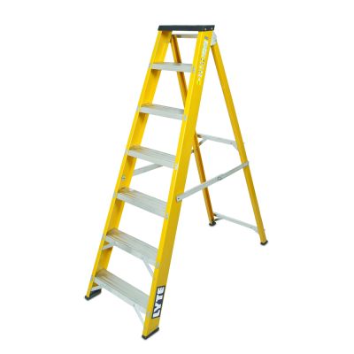 Lyte EN131-2 Heavy Duty Glassfibre Swingback Stepladder with Tool Tray | L3116C