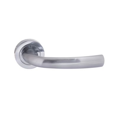 STATUS Nevada Satin Chrome Lever on Round Rose (Pair) | T2132