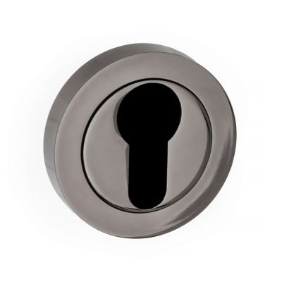 STATUS Black Nickel Euro Escutcheon on Round Rose (Pair) | T2046