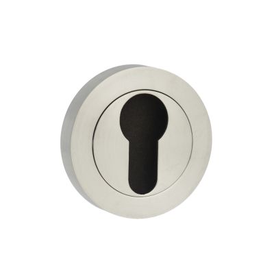 STATUS Satin Chrome Euro Escutcheon on Round Rose (Pair) | T2050