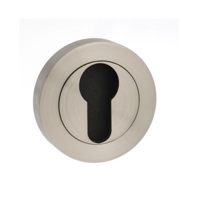 STATUS Satin Nickel Euro Escutcheon on Round Rose (Pair) | T2052