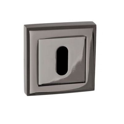 STATUS Black Nickel Key Escutcheon on Square Rose (Pair) | T2078