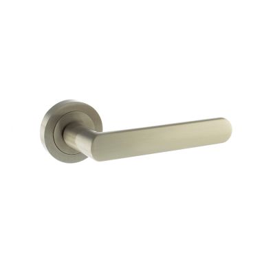 STATUS Michigan Satin Nickel Lever on Round Rose (Pair) | T2122