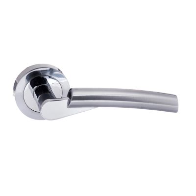 STATUS Florida Satin Chrome/Polished Chrome Lever on Round Rose (Pair) | T2110