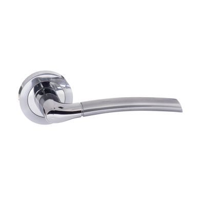 STATUS Indiana Satin Chrome/Polished Chrome Lever on Round Rose (Pair) | T2115