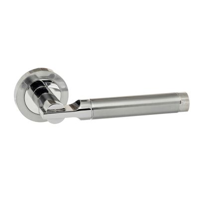 STATUS Dakota Satin Chrome/Polished Chrome Lever on Round Rose (Pair) | T2109