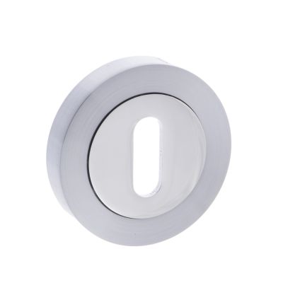 STATUS Satin/Polished Chrome Key Escutcheon on Round Rose (Pair) | T2069