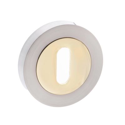 STATUS Satin Nickel/Polished Brass Key Escutcheon on Round Rose (Pair) | T2063