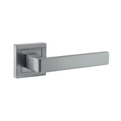 STATUS Montana Satin Chrome Lever on S4 Square Rose (Pair) | T2125