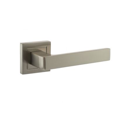 STATUS Montana Satin Nickel Lever on S4 Square Rose (Pair) | T2126