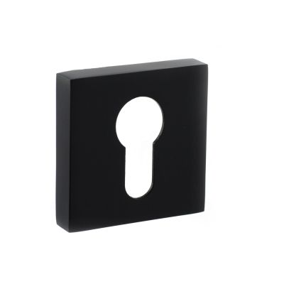 STATUS Matt Black Euro Escutcheon on S4 Square Rose (Pair) | T2055