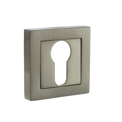 STATUS Satin Nickel Euro Escutcheon on S4 Square Rose (Pair) | T2058