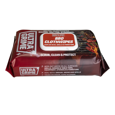 UltraGrime LIFE BBQ Disposable XXL Cloth Wipes (60pk) | U2011